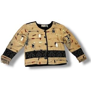 New Direction Jacket  Southwestern Tan Black Button Up Small